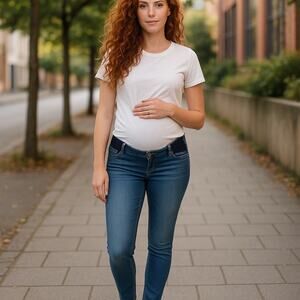 Isabel Womens Jeans Size 2 26R Maternity Blue‎ Jeggings Skinny Cotton Blend